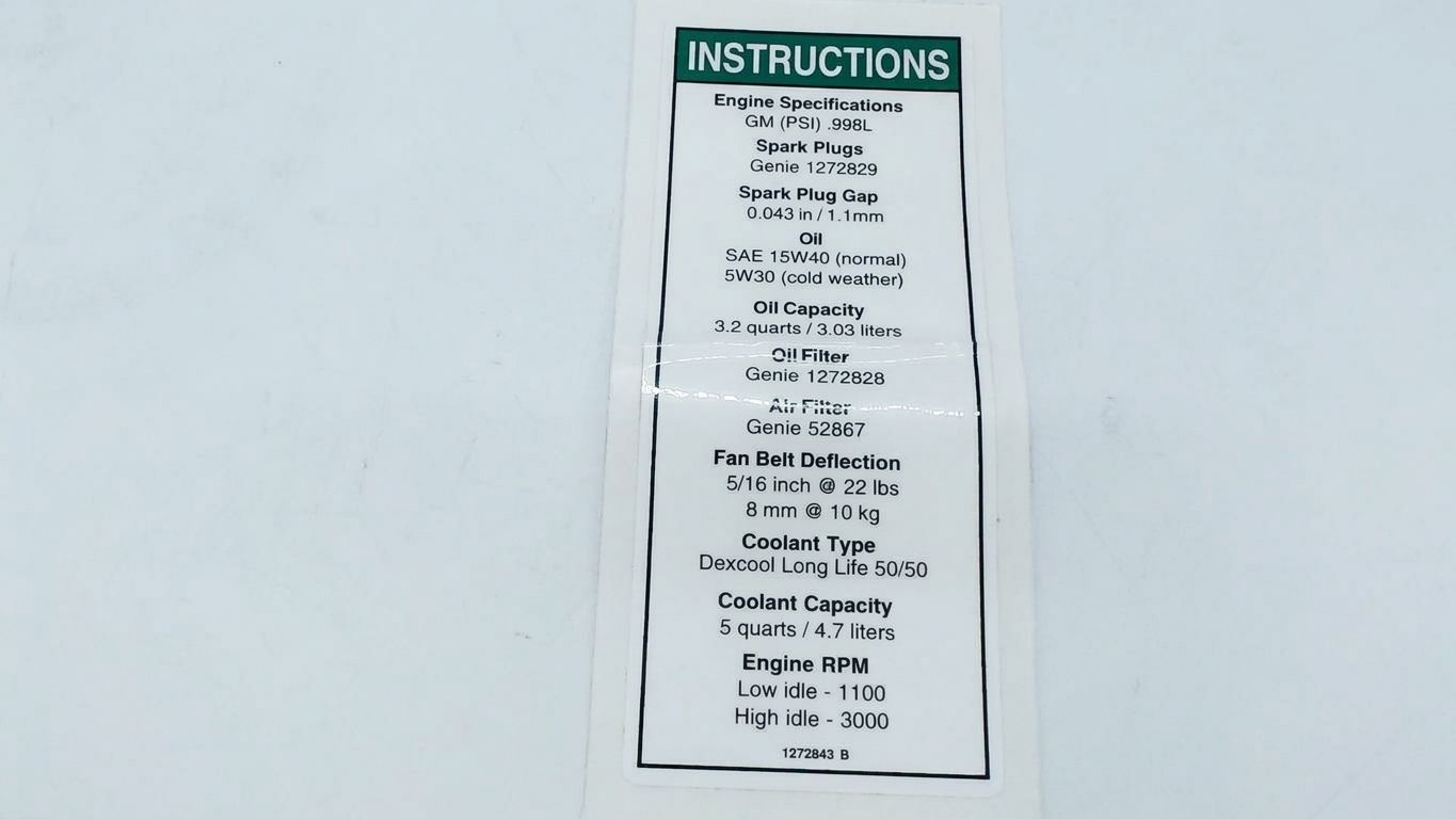 DECAL, NOTICE, GM .998L SPEC