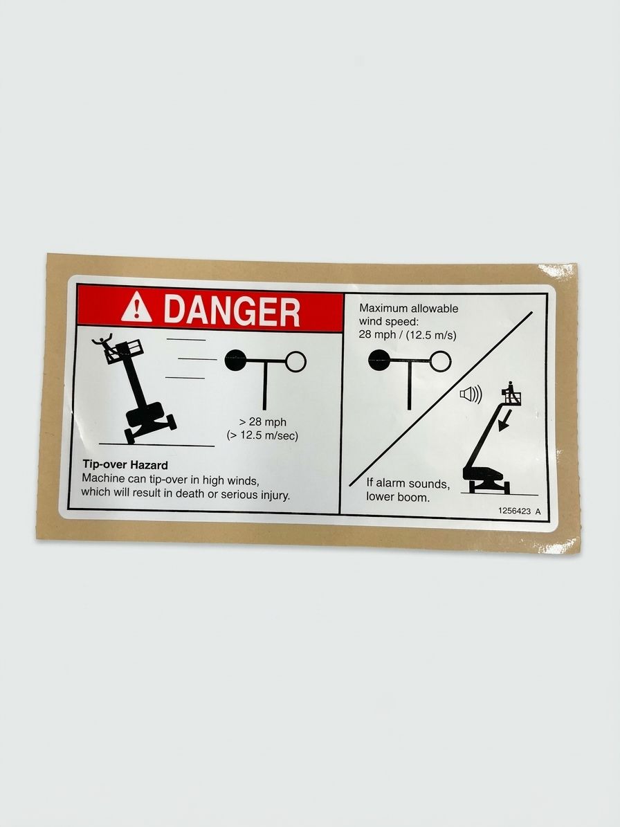 DECAL, DANGER, TIP-OVER HAZARD ANEMOMETER, WORD