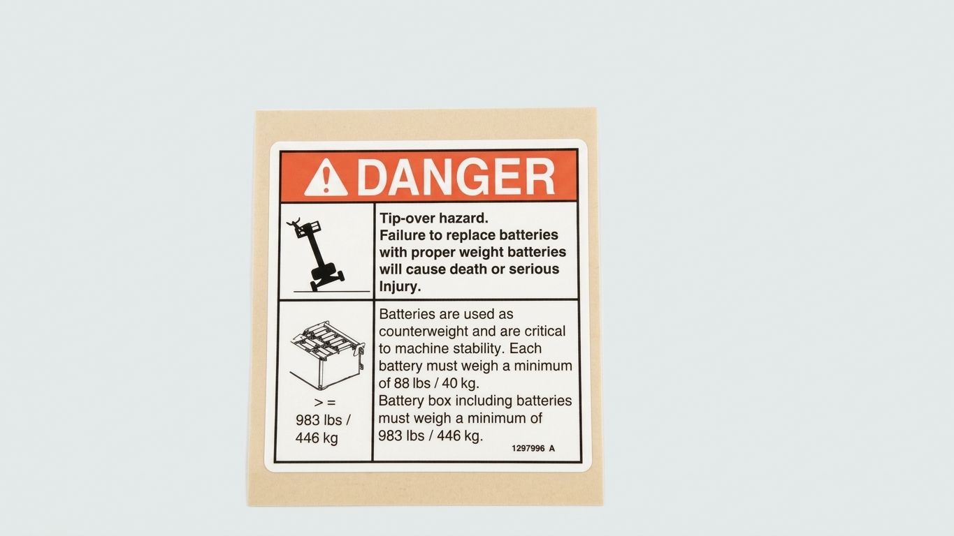 DECAL, WORD, BATT WEIGHT/TIP OVER, Z45-FE/DC