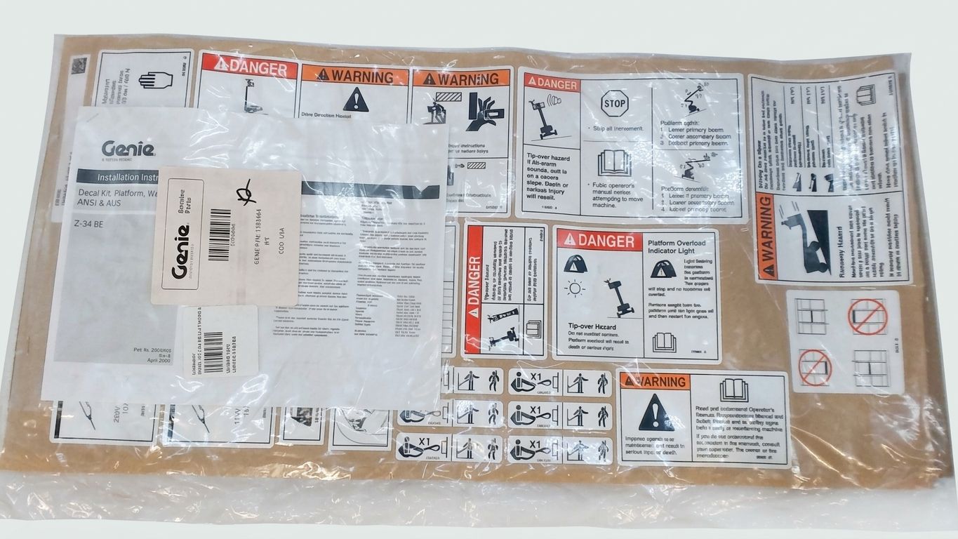 DECAL KIT, Z-34 BE, PLAT, WORD, ANSI & AUS