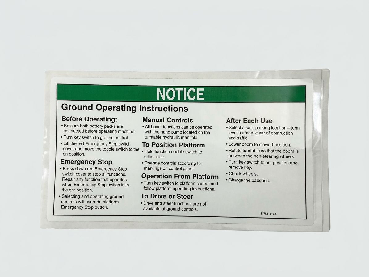 DECAL, NOTICE, GRD OPER INST