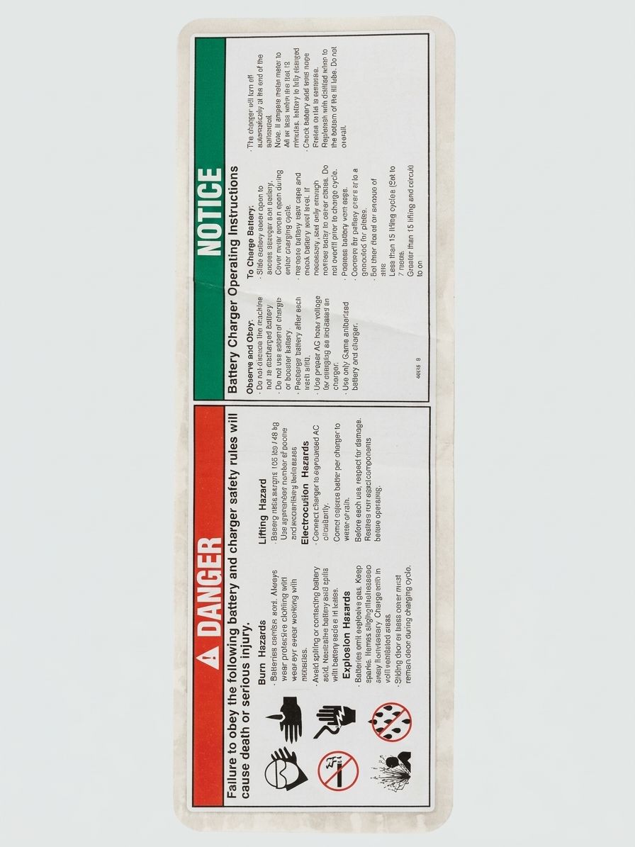 DECAL, DANGER, BATT SAFETY/SETUP