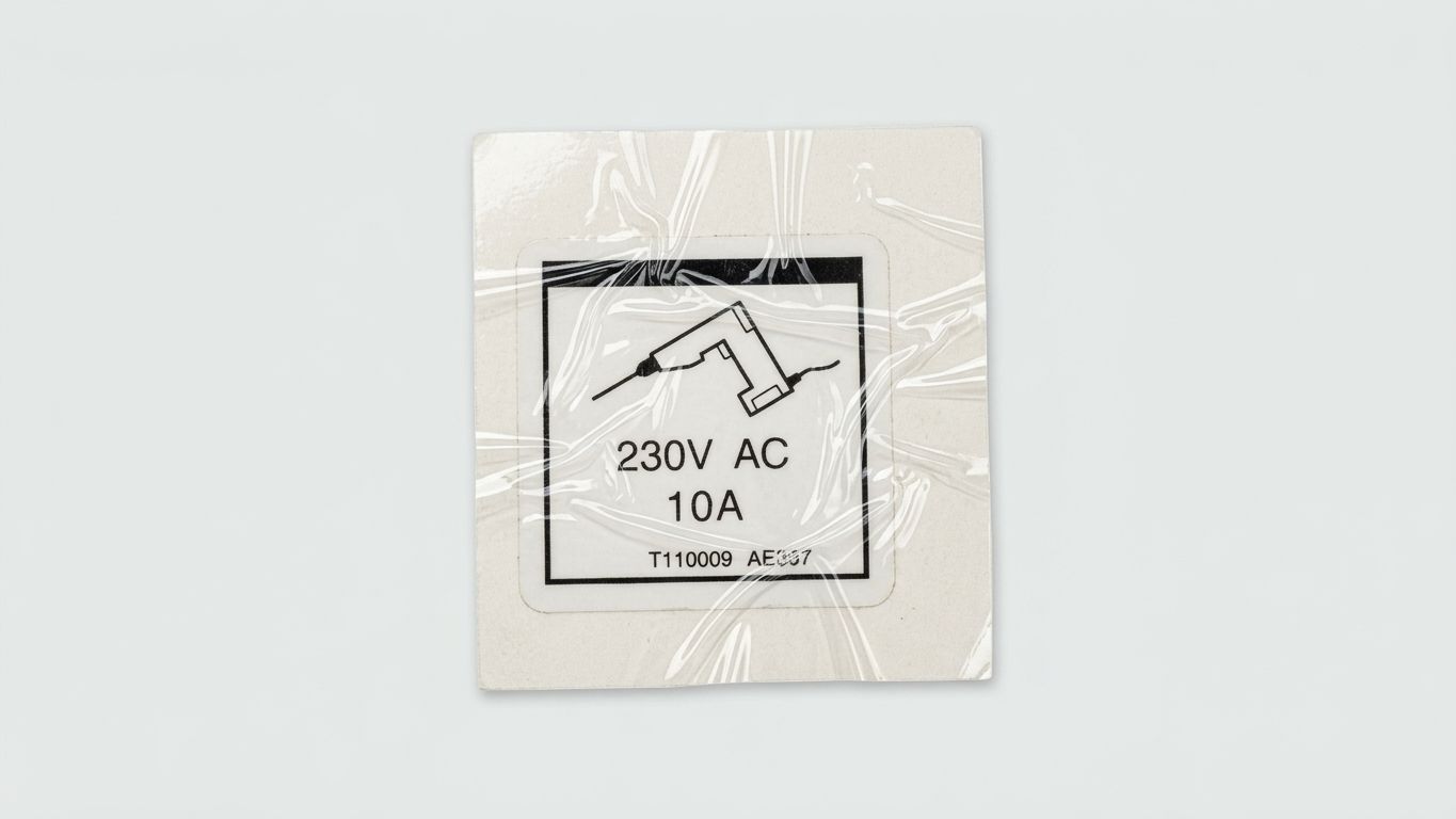DECAL, LABEL, POWER TO PLAT 230V
