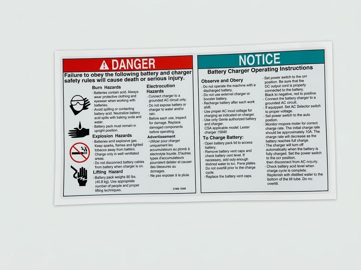 DECAL, DANGER, BATTERY SAFETY