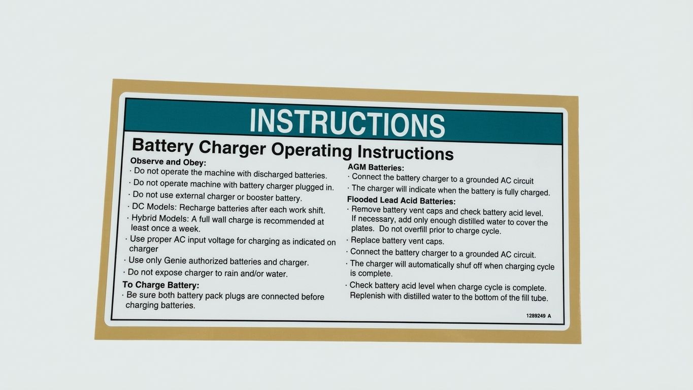 DECAL, NOTICE, CHARGER INSTRUCTIONS