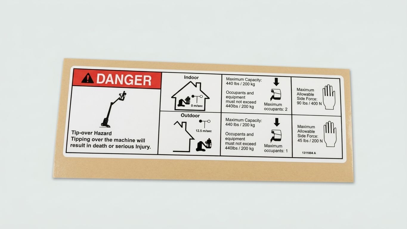 DECAL, DANGER MAX CAP SIDE FORCE ANSI
