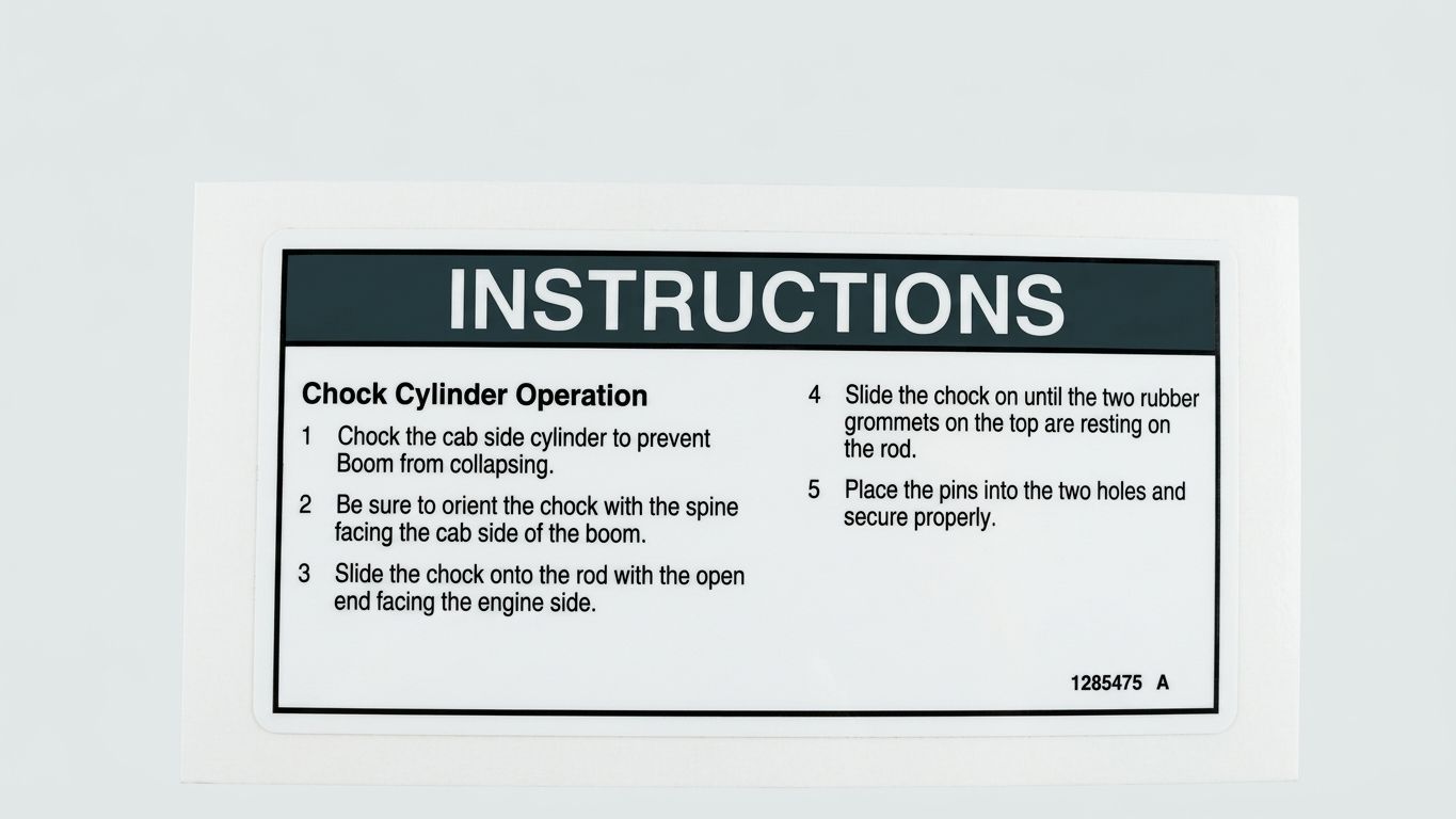 DECAL - INSTRUCTIONS, CYLINDER CHOCK, 10K