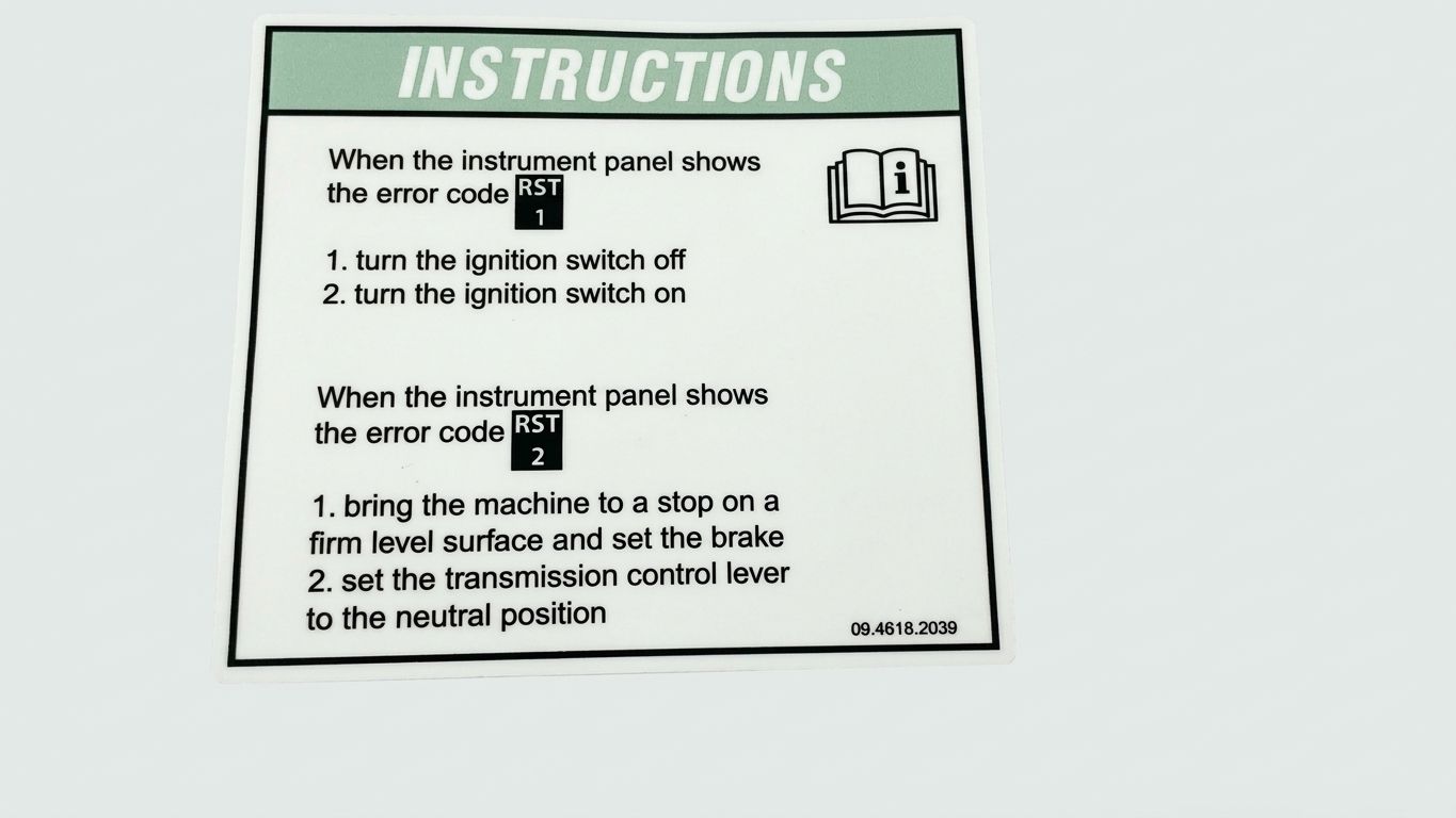 DECAL, TRANSMISSION ERROR RESET INSTRUCTION