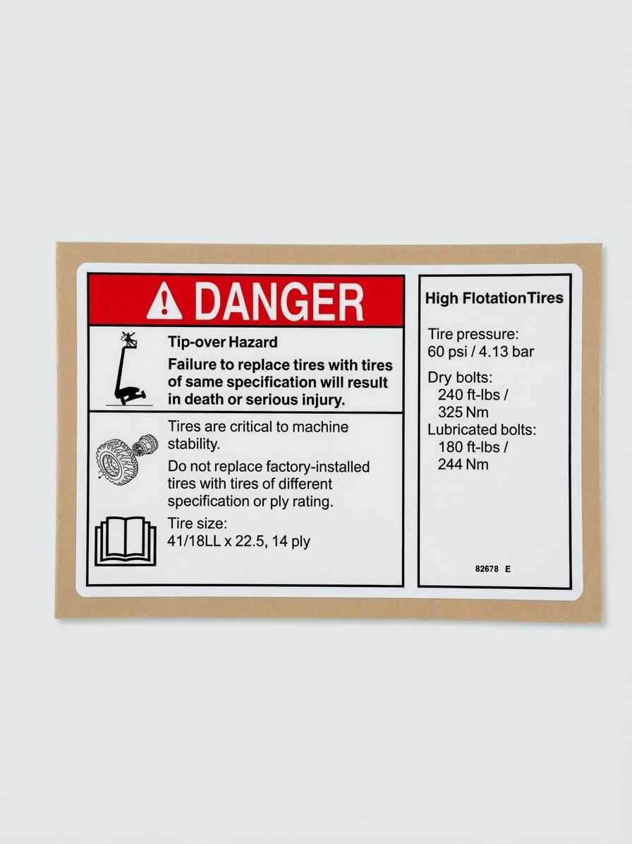 DECAL, DANGER, HI-FLOAT TIRE