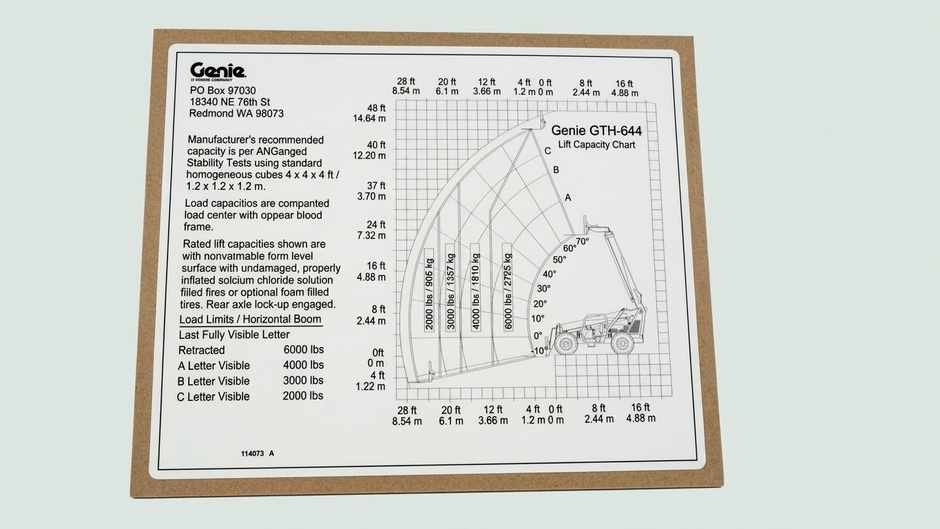 DECAL, LOAD CHART, GTH-644