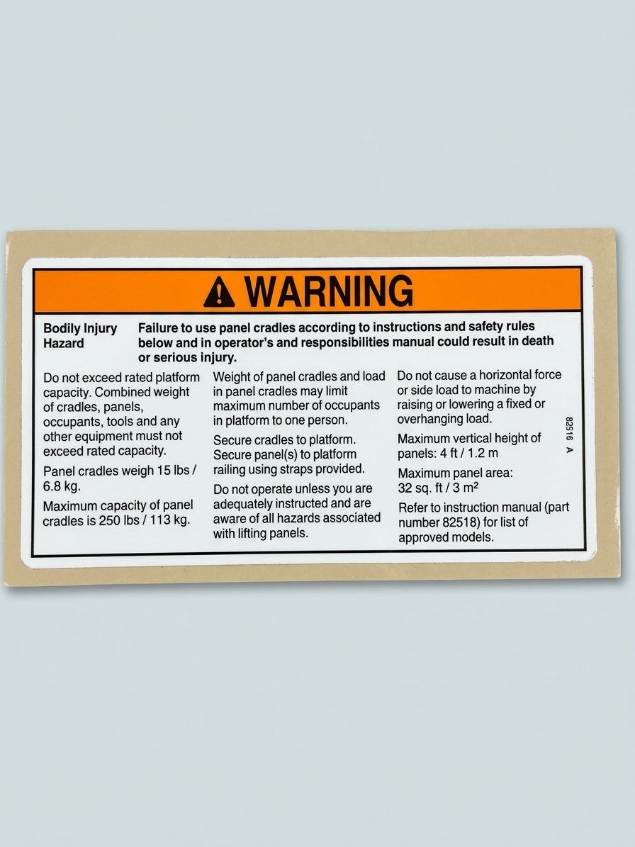 DECAL, WARNING, PANEL CRADLE