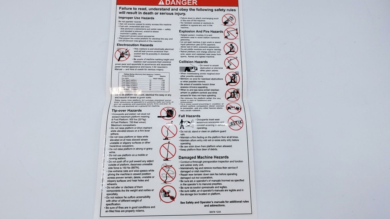 DECAL, DANGER, GEN.SAFETY RULES