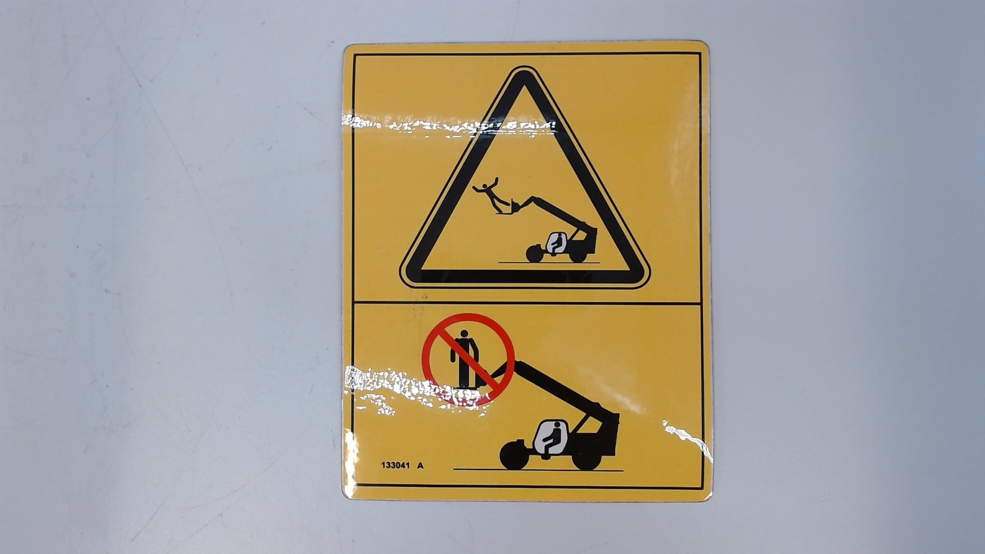 DECAL, FALL HAZ, NO RIDERS SYMB
