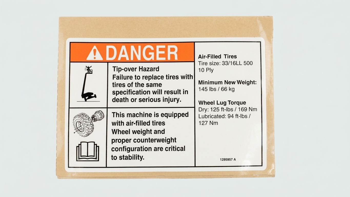 DECAL, DANGER/LABEL, TIRE SPEC, Z-45 HF