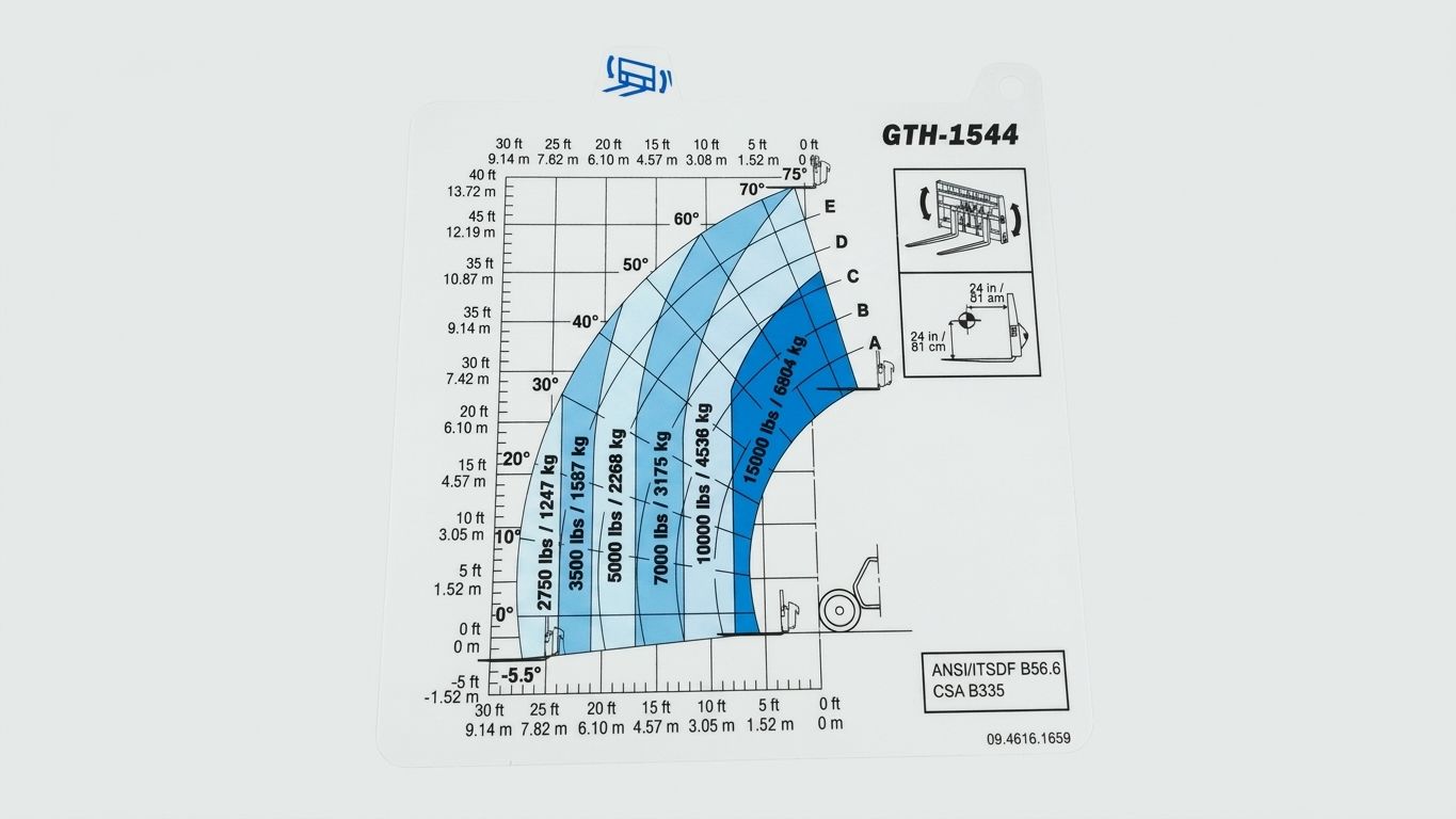 LOAD CHART, WEIGHT, FORKS, GTH 1544