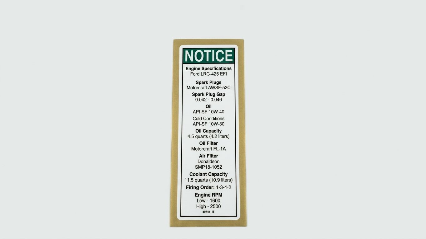 DECAL, NOTICE, FORD EFI ENG SPEC