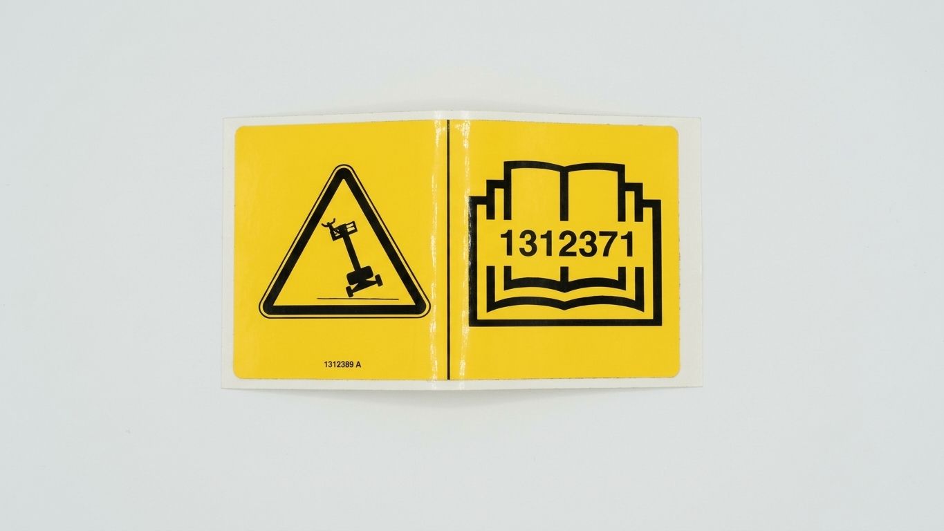 DECAL, WARN, 13FT (4M) PLATFORM, READ THE MANUAL, SYMBOL