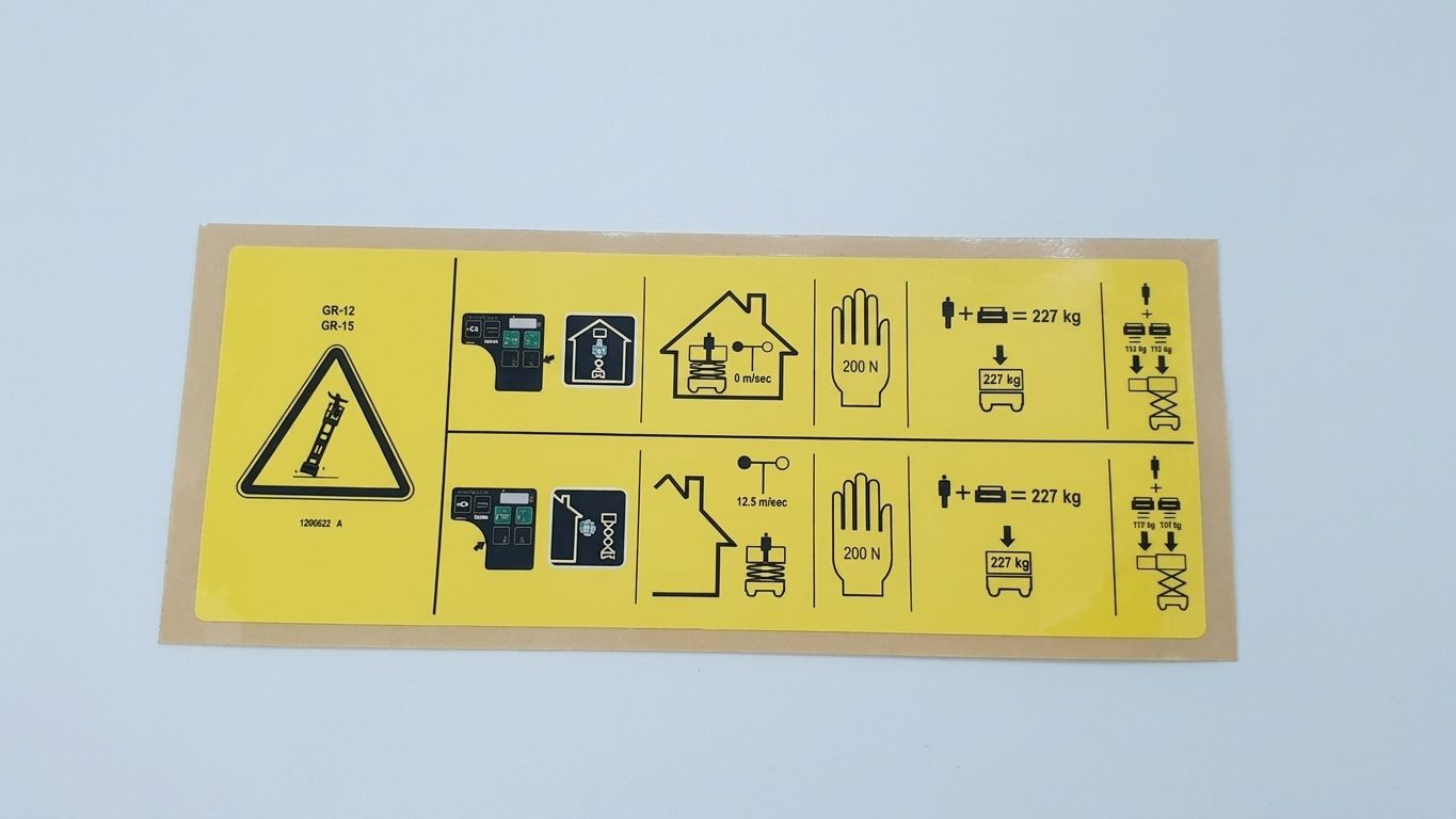 DECAL, DANGER, MAX CAPACITY 272KG, SIDE FORCE 200N