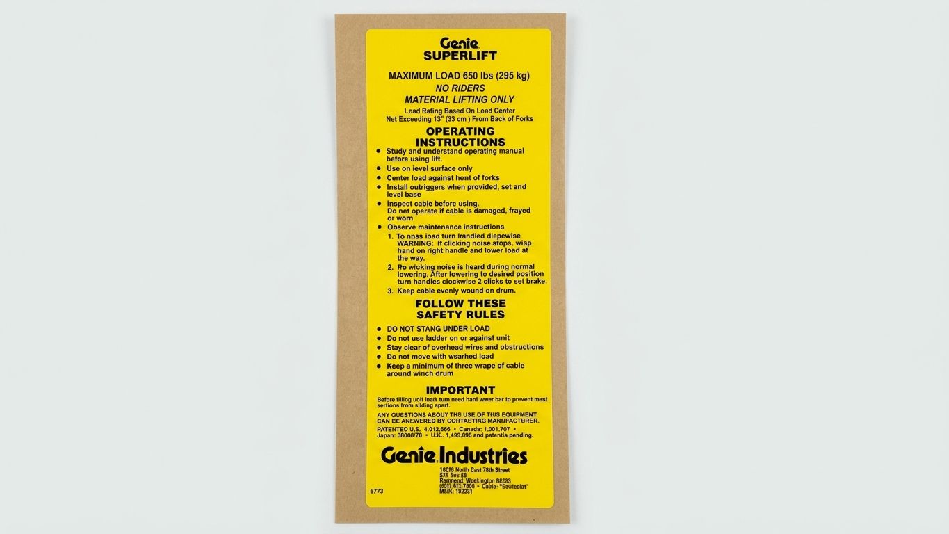 DECAL, SL OPER INSTR, PRE '94