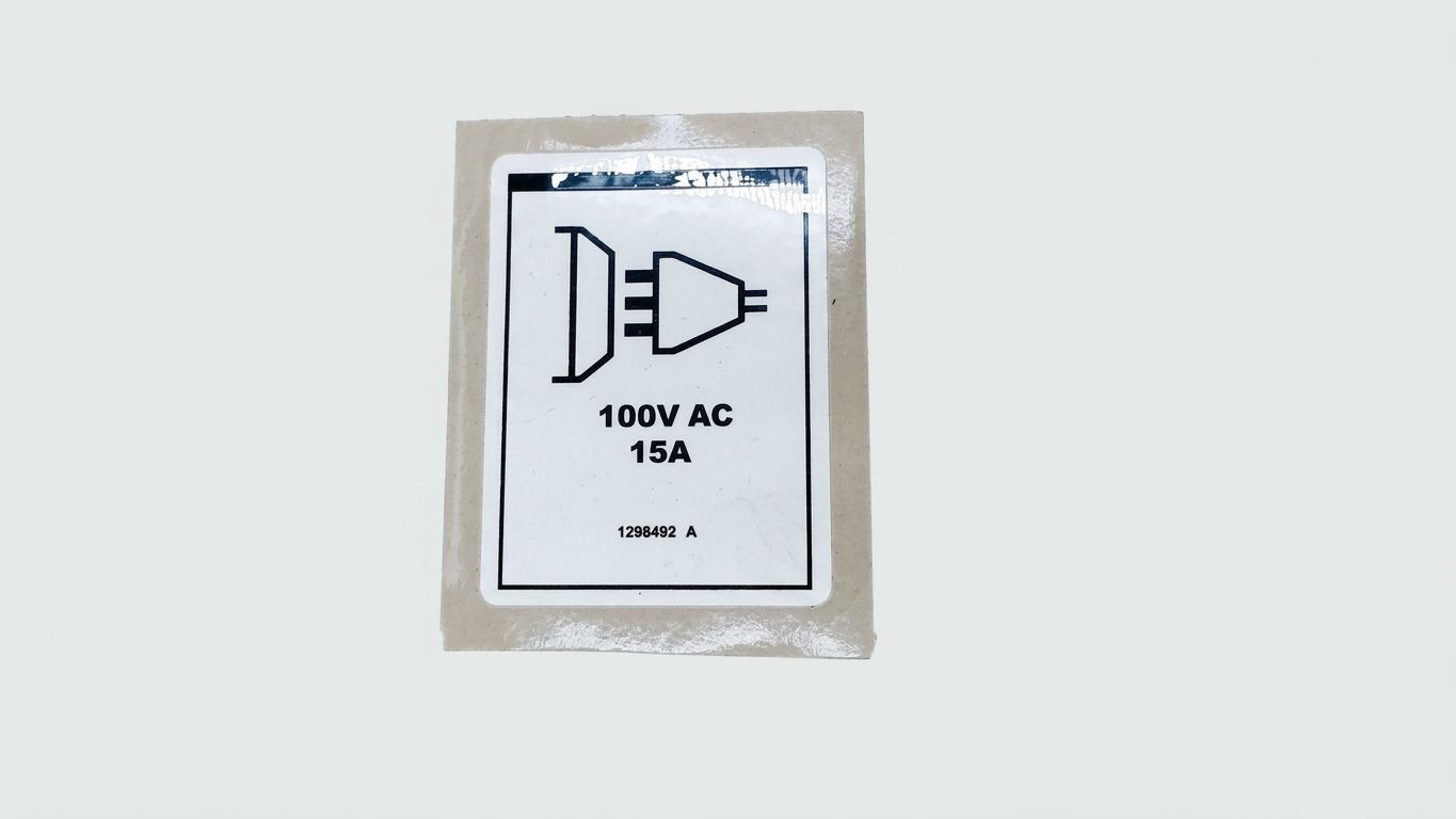 DECAL, 100VAC, 15A, 3x2.25