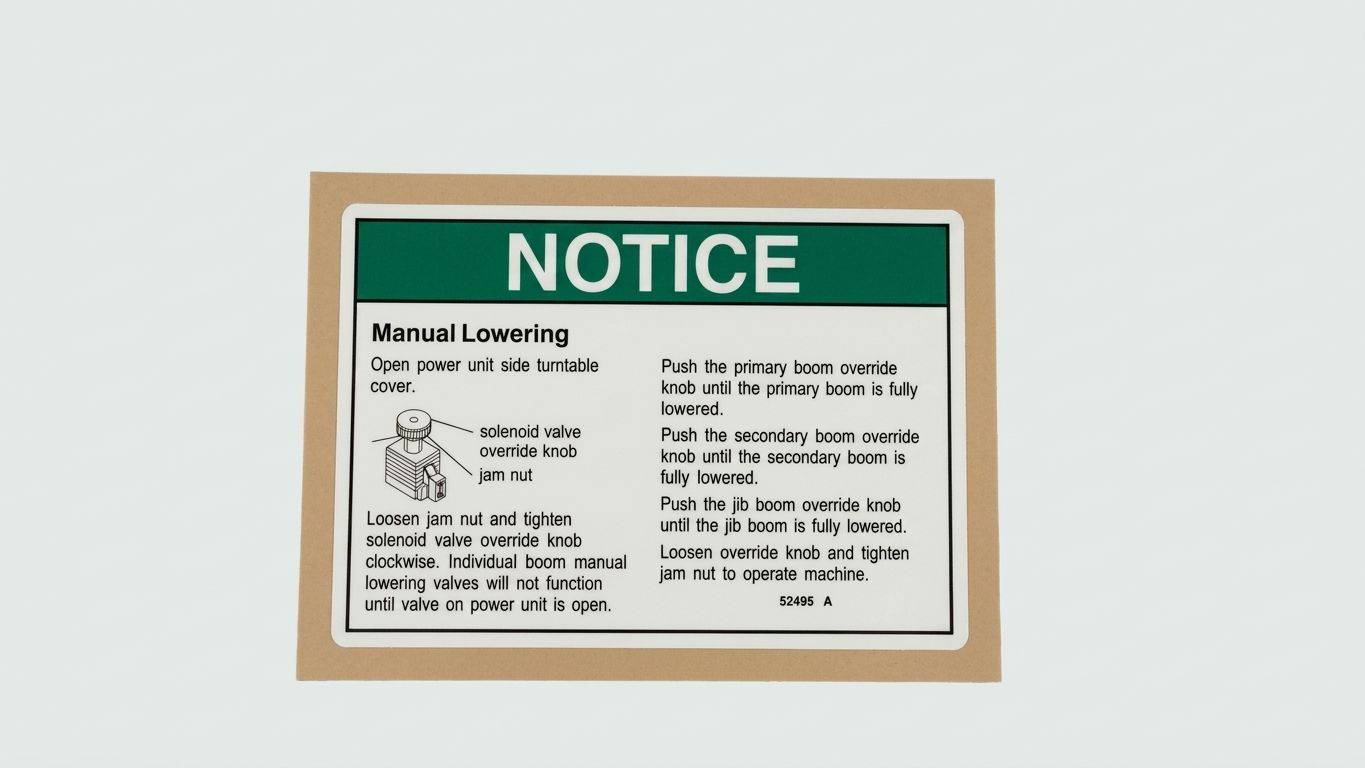 DECAL, NOTICE, MANUAL LOWERING