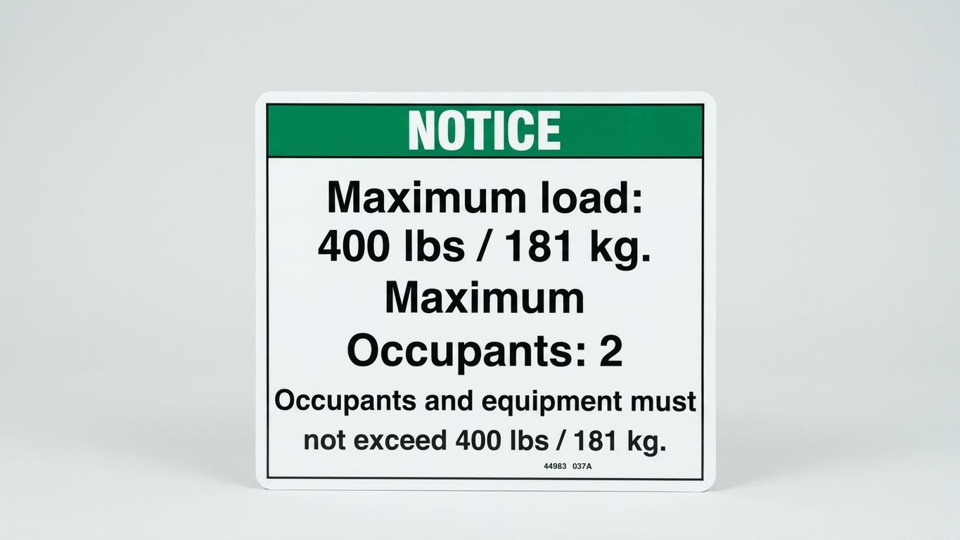 DECAL, NOTICE, MAX CAP 400 LBS