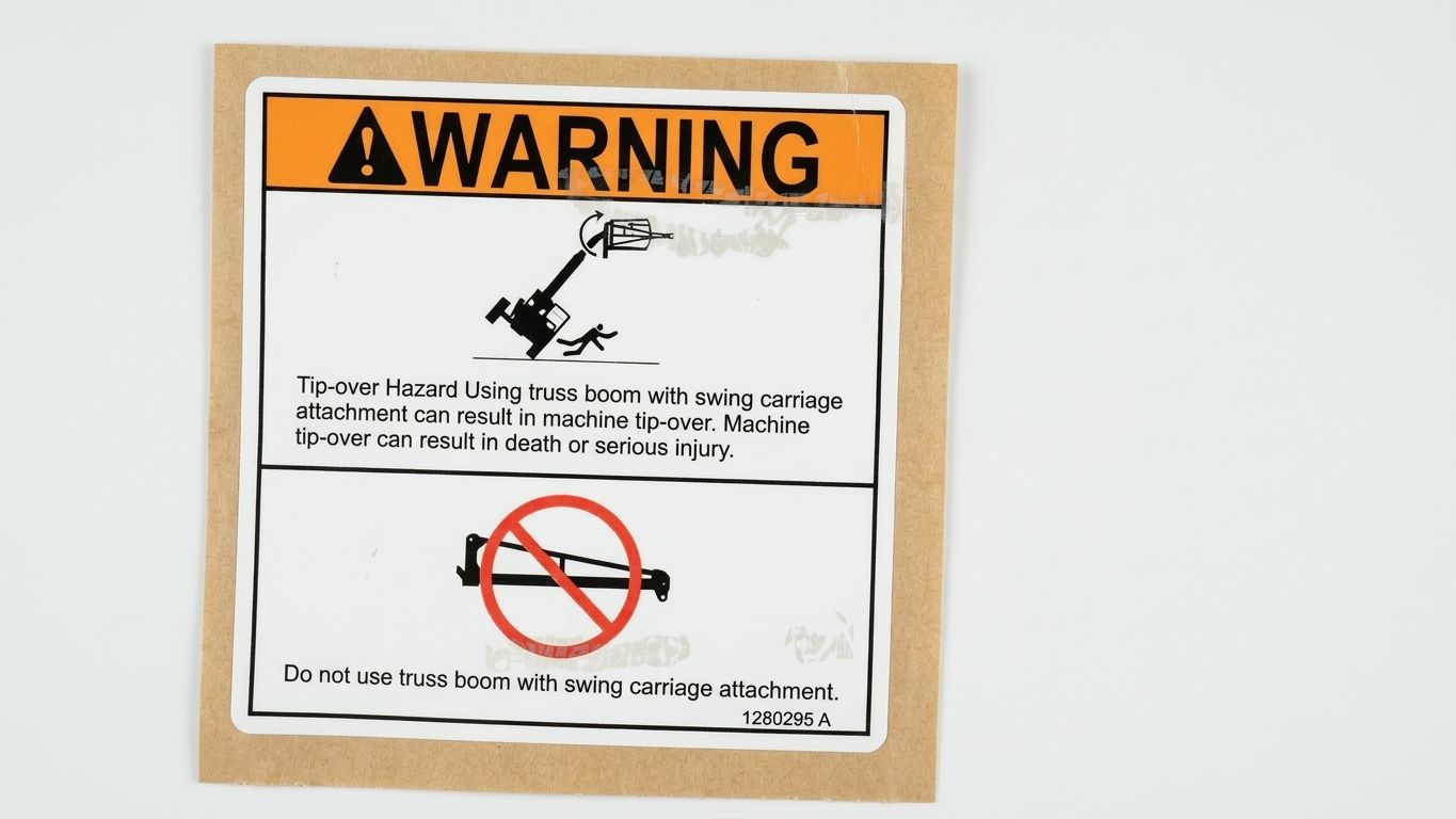 DECAL, TRUSS BOOM WARNING, 2 PANEL