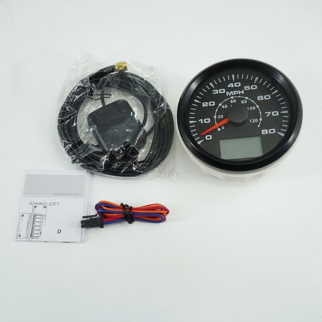 SPEEDOMETER ODOMETER, 85MM, 0-80MPH, 0-120KMH, GPS, 12V/24V