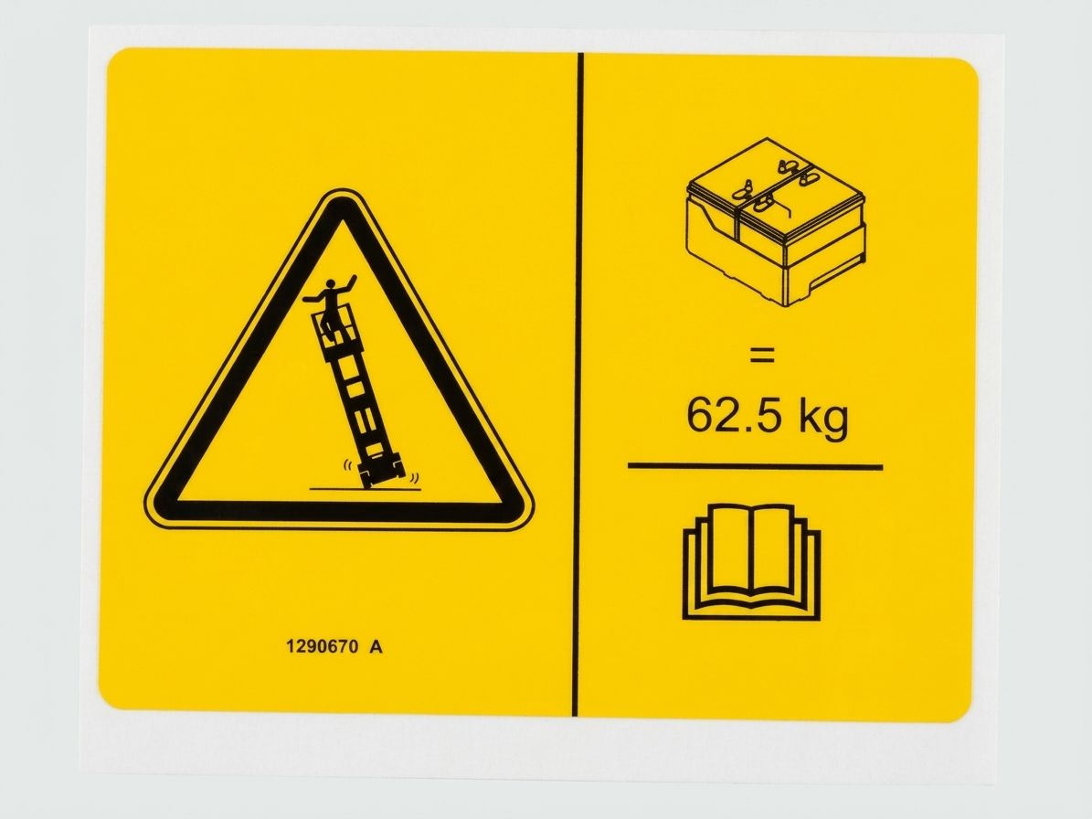 DECAL SYMBOL TIP OVER BATTERIES, GS-1330m