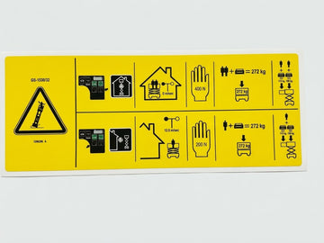 DECAL, DANGER, MAX CAPACITY 272KG, SIDE FORCE 200/400N