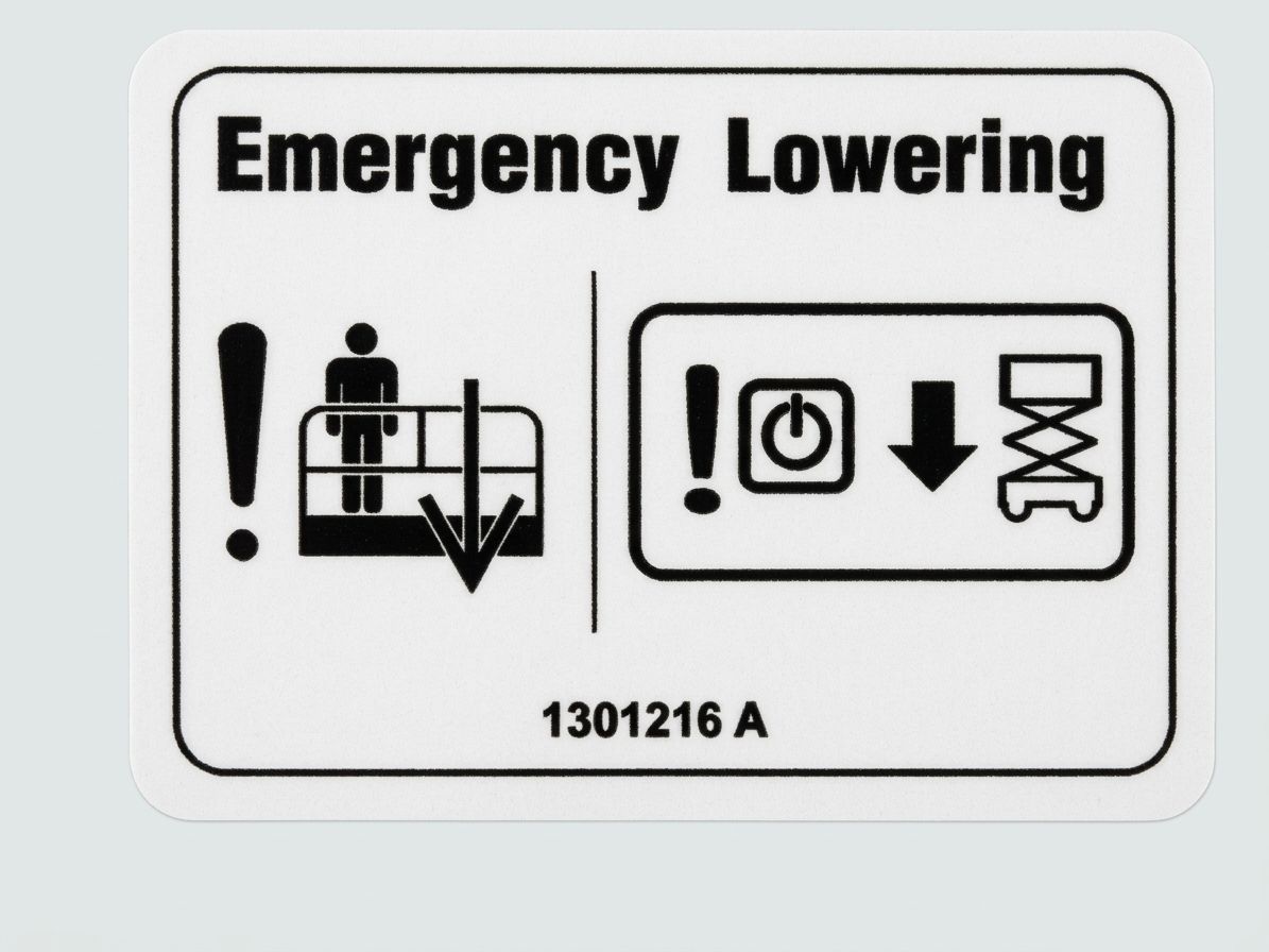 DECAL, EMERGENCY LOWERING, GS69 DC/BE