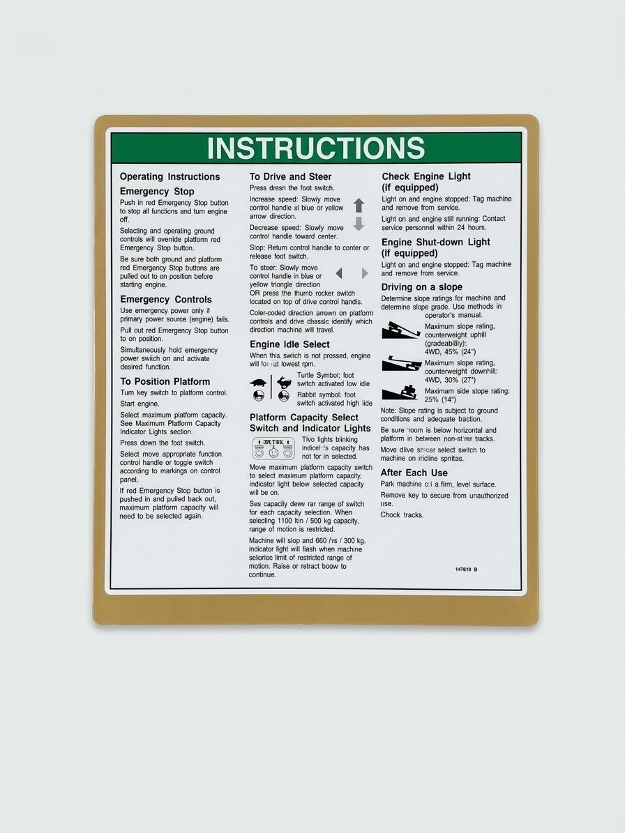 DECAL, INST, OPER INST 60TRAX