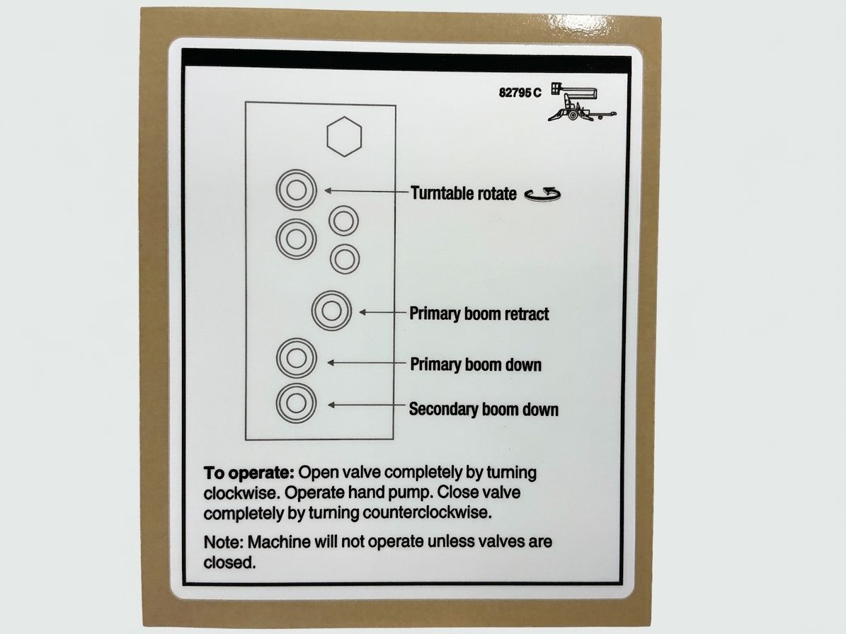 DECAL, LABEL, MANUAL VALVES, TZ