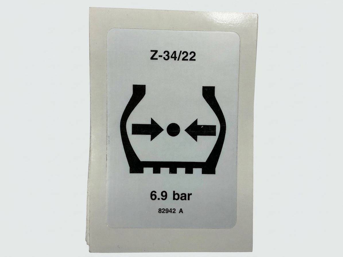 DECAL, LABEL, TIRE PRESS, Z-34/22