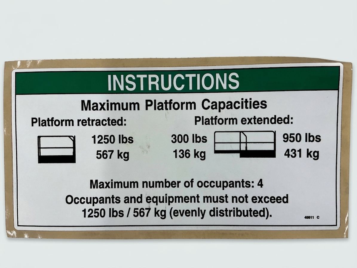 DECAL, NOTICE, MAX CAP 1250
