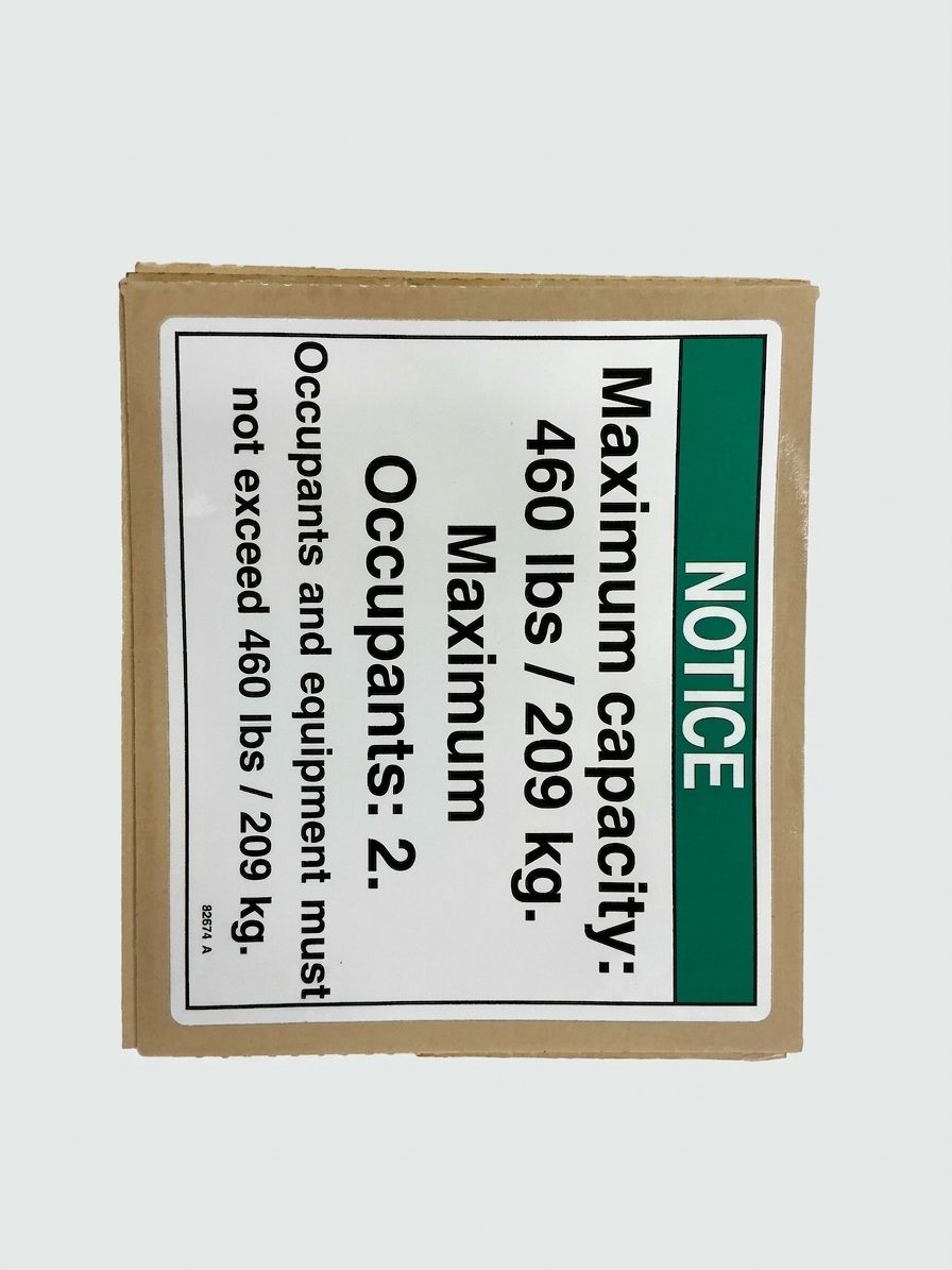 DECAL, NOTICE, MAX CAP 460 LBS