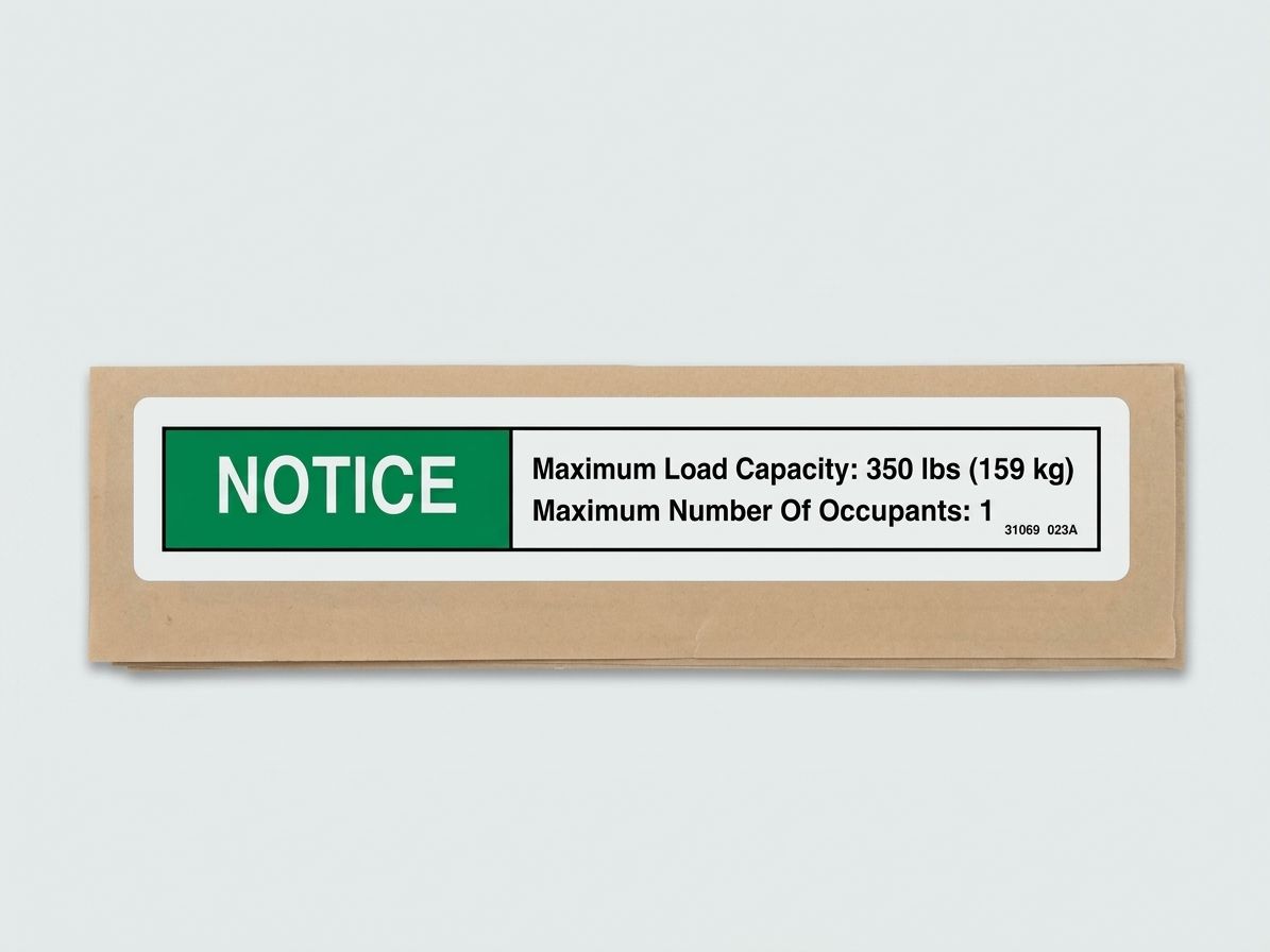DECAL, NOTICE, MAX.CAP.350 LBS
