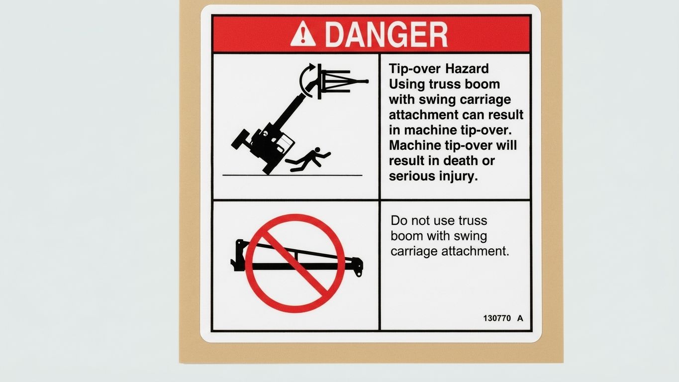 DECAL, TRUSS BOOM WARNING