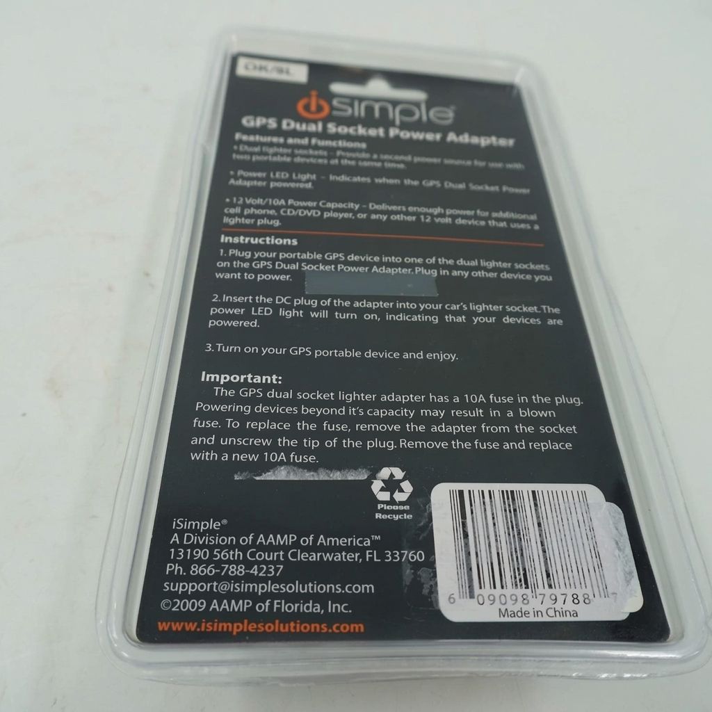 ISIMPLE GPS DUAL SOCKET POWER ADAPTER-MODEL ISVE41