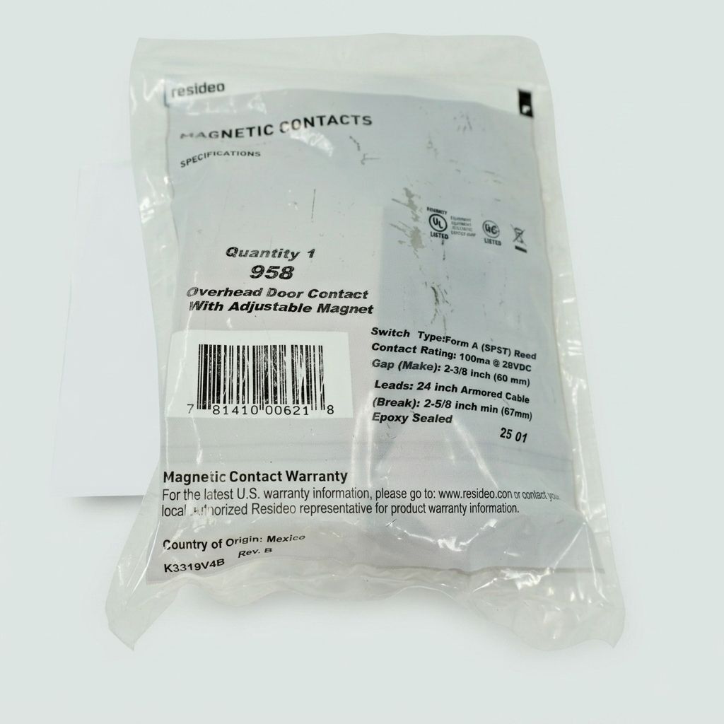 RESIDEO #958 OVERHEAD DOOR CONTACT W ADJUSTABLE MAGNET